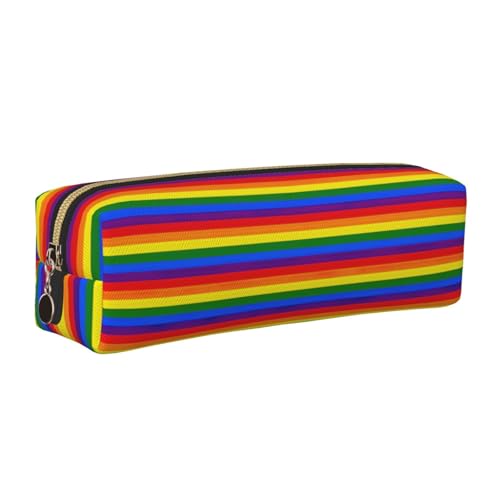 WYCZHY Federmäppchen aus Leder mit Regenbogen-Muster, große Kapazität, für Schule, Schreibwarenwerkzeug, gold, Einheitsgröße, Kosmetiktasche von WYCZHY