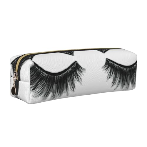 WYCZHY Federmäppchen aus Leder mit Wimperndruck, große Kapazität, für Schule, Schreibwaren-Werkzeug, gold, Einheitsgröße, Kosmetiktasche von WYCZHY