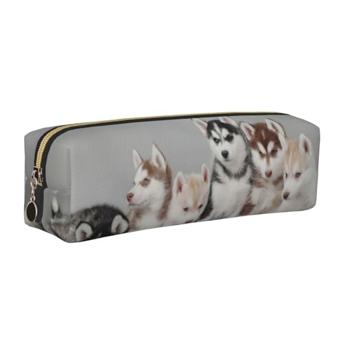 WYCZHY Federmäppchen aus Leder mit niedlichem Hundemotiv, großes Fassungsvermögen, für die Schule, Schreibwarenwerkzeug, gold, Einheitsgröße, Kosmetiktasche von WYCZHY