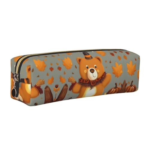 WYCZHY Federmäppchen aus Leder mit tanzender Bärenmotiv, für Studenten, große Kapazität, Tasche für Schule, Schreibwarenwerkzeug, gold, Einheitsgröße, Kosmetiktasche von WYCZHY