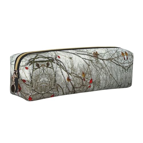 WYCZHY Federmäppchen mit Birkenbäumen-Motiv, Leder, große Kapazität, Tasche für Schule, Schreibwaren-Werkzeug, gold, Einheitsgröße, Kosmetiktasche von WYCZHY