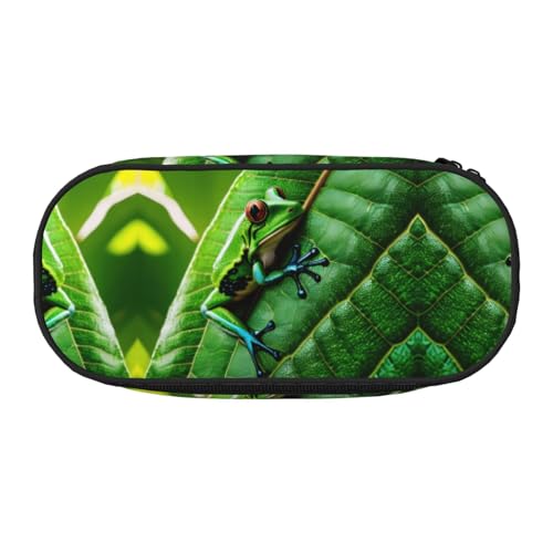 WYCZHY Federmäppchen mit Froschblättern, hohe Kapazität, Federmäppchen, Organizer, Federmäppchen, ästhetisches Zubehör für Erwachsene, Schwarz , Einheitsgröße, Taschen-Organizer von WYCZHY