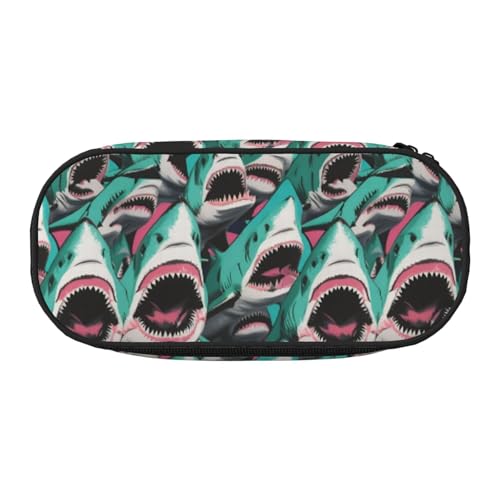 WYCZHY Federmäppchen mit Haifischmuster, hohe Kapazität, Federmäppchen, Organizer, Federmäppchen, ästhetisches Zubehör für Erwachsene, Schwarz , Einheitsgröße, Taschen-Organizer von WYCZHY