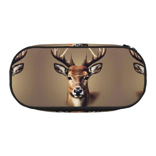 WYCZHY Federmäppchen mit Hirschkopf-Druck, hohe Kapazität, Federmäppchen, Organizer, Federmäppchen, ästhetisches Zubehör für Erwachsene, Schwarz , Einheitsgröße, Taschen-Organizer von WYCZHY