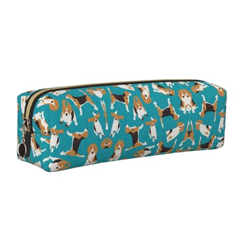 WYCZHY Federmäppchen mit Hundemotiv, Leder, große Kapazität, Tasche für Schule, Schreibwarenwerkzeug, gold, Einheitsgröße, Kosmetiktasche von WYCZHY