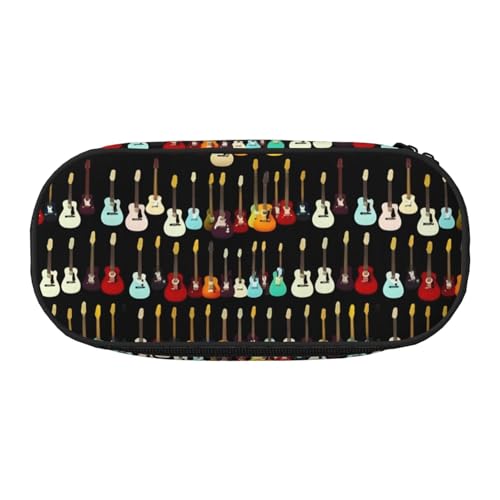 WYCZHY Federmäppchen mit Kunst-Gitarren-Muster, hohe Kapazität, Federmäppchen, Organizer, Federmäppchen, ästhetisches Zubehör für Erwachsene, Schwarz , Einheitsgröße, Taschen-Organizer von WYCZHY