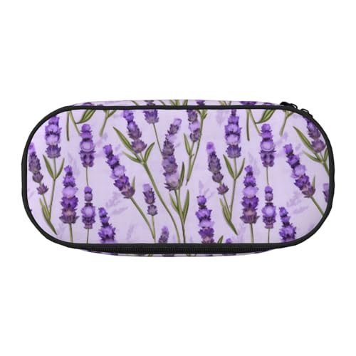 WYCZHY Federmäppchen mit Lavendelstempel, hohe Kapazität, Federmäppchen, Organizer, Federmäppchen, ästhetisches Zubehör für Erwachsene, Schwarz , Einheitsgröße, Taschen-Organizer von WYCZHY