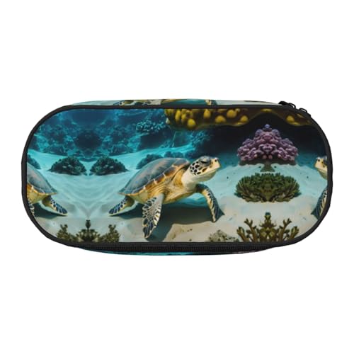 WYCZHY Federmäppchen mit Meeresschildkröte, hohe Kapazität, Federmäppchen, Organizer, Federmäppchen, ästhetisches Zubehör für Erwachsene, Schwarz , Einheitsgröße, Taschen-Organizer von WYCZHY