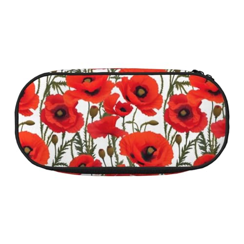 WYCZHY Federmäppchen mit Mohnblumen-Motiv, hohe Kapazität, Federmäppchen, Organizer, Federmäppchen, ästhetisches Zubehör für Erwachsene, Schwarz , Einheitsgröße, Taschen-Organizer von WYCZHY