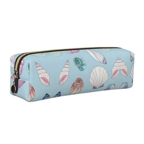 WYCZHY Federmäppchen mit Muscheldruck, Leder, große Kapazität, Tasche für Schule, Schreibwarenwerkzeug, gold, Einheitsgröße, Kosmetiktasche von WYCZHY