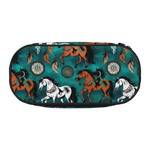 WYCZHY Federmäppchen mit Pferdestreifenmuster, hohe Kapazität, Federmäppchen, Organizer, Federmäppchen, ästhetisches Zubehör für Erwachsene, Schwarz , Einheitsgröße, Taschen-Organizer von WYCZHY