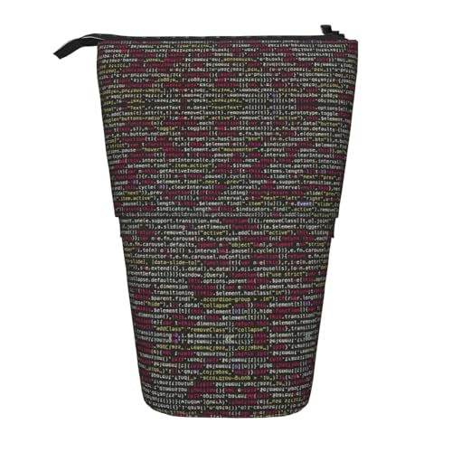 WYCZHY Federmäppchen mit Programmiercode 1, niedliches Stand-Up-Federmäppchen, geräumige Stiftebeutel, Stifte-Tasche für Arbeit, Büro, Künstlerbedarf, Schwarz , Einheitsgröße, Taschen-Organizer von WYCZHY