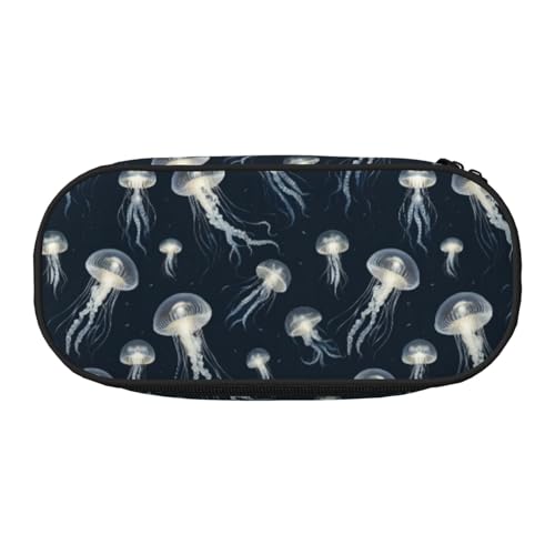 WYCZHY Federmäppchen mit Quallenmuster, hohe Kapazität, Federmäppchen, Organizer, Federmäppchen, ästhetisches Zubehör für Erwachsene, Schwarz , Einheitsgröße, Taschen-Organizer von WYCZHY
