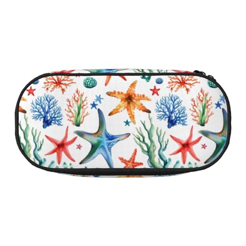 WYCZHY Federmäppchen mit Seestern, Koralle, hohe Kapazität, Federmäppchen, Organizer, Federmäppchen, ästhetisches Zubehör für Erwachsene, Schwarz , Einheitsgröße, Taschen-Organizer von WYCZHY