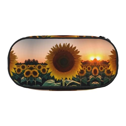 WYCZHY Federmäppchen mit Sonnenblume und Sonnenuntergang, hohe Kapazität, Federmäppchen, Organizer, Stifteetui, ästhetisches Zubehör für Erwachsene, Schwarz , Einheitsgröße, Taschen-Organizer von WYCZHY
