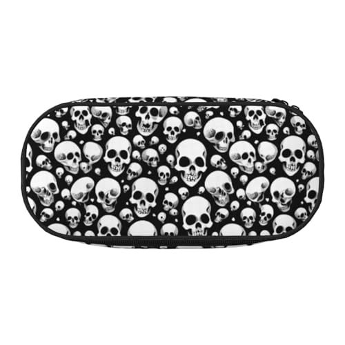 WYCZHY Federmäppchen mit Totenköpfen, hohe Kapazität, Federmäppchen, Organizer, Federmäppchen, ästhetisches Zubehör für Erwachsene, Schwarz , Einheitsgröße, Taschen-Organizer von WYCZHY