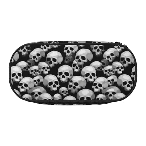 WYCZHY Federmäppchen mit Totenkopf-Design, hohe Kapazität, Federmäppchen, Organizer, ästhetisches Zubehör für Erwachsene, Schwarz , Einheitsgröße, Taschen-Organizer von WYCZHY