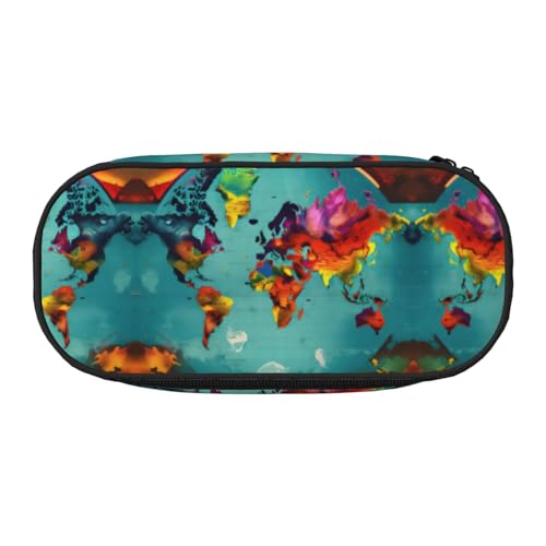 WYCZHY Federmäppchen mit Weltkarte, hohe Kapazität, Federmäppchen, Organizer, Stifteetui, ästhetisches Zubehör für Erwachsene, Schwarz , Einheitsgröße, Taschen-Organizer von WYCZHY