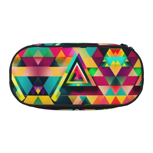 WYCZHY Federmäppchen mit buntem Dreieck-Muster, hohe Kapazität, Federmäppchen, Organizer, Federmäppchen, ästhetisches Zubehör für Erwachsene, Schwarz , Einheitsgröße, Taschen-Organizer von WYCZHY