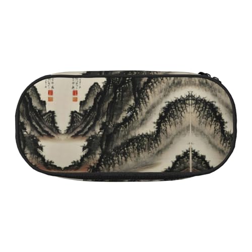 WYCZHY Federmäppchen mit chinesischer Malerei, hohe Kapazität, Federmäppchen, Organizer, Federmäppchen, ästhetisches Zubehör für Erwachsene, Schwarz , Einheitsgröße, Taschen-Organizer von WYCZHY