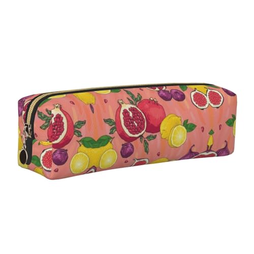 WYCZHY Federmäppchen mit exotischen Früchten, aus Leder, große Kapazität, Tasche für Schule, Schreibwarenwerkzeug, gold, Einheitsgröße, Kosmetiktasche von WYCZHY