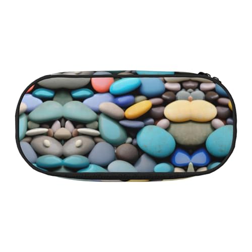 WYCZHY Federmäppchen mit farbigen Kieselsteinen, hohe Kapazität, Federmäppchen, Organizer, Federmäppchen, ästhetisches Zubehör für Erwachsene, Schwarz , Einheitsgröße, Taschen-Organizer von WYCZHY