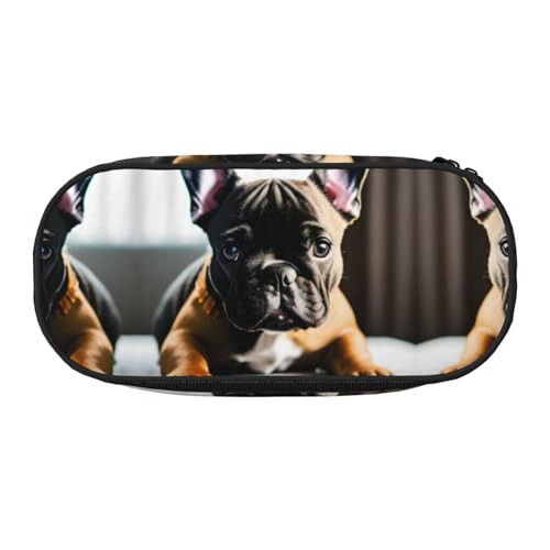 WYCZHY Federmäppchen mit französischer Bulldogge, hohe Kapazität, Federmäppchen, Organizer, Federmäppchen, ästhetisches Zubehör für Erwachsene, Schwarz , Einheitsgröße, Taschen-Organizer von WYCZHY