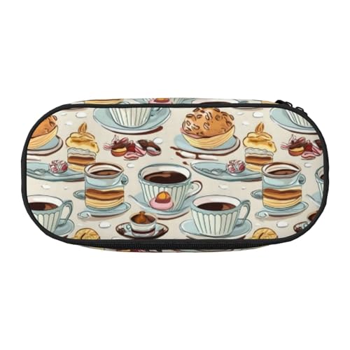 WYCZHY Federmäppchen mit hoher Kapazität, Motiv: Kaffee und Süßigkeiten, Schokoladenbraun, Federmäppchen, ästhetisches Zubehör für Erwachsene, Schwarz , Einheitsgröße, Taschen-Organizer von WYCZHY