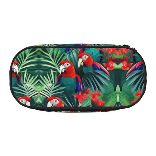 WYCZHY Federmäppchen mit tropischem Blumen-Papagei, hohe Kapazität, Federmäppchen, Organizer, Stifteetui, ästhetisches Zubehör für Erwachsene, Schwarz , Einheitsgröße, Taschen-Organizer von WYCZHY