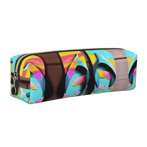 WYCZHY Flops Hausschuhe Kunst Sandalen Druck Studenten Leder Federmäppchen Marker Halter Große Kapazität Tasche für Schule für Schreibwaren Werkzeug, gold, Einheitsgröße, Kosmetiktasche von WYCZHY