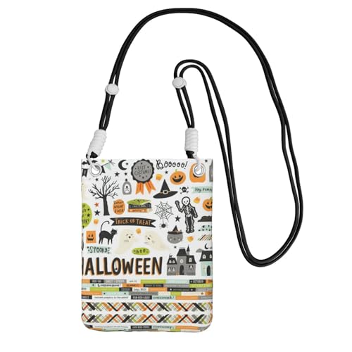 WYCZHY Halloween-Scrapbook-Druck, Reise-Handytasche, Crossbody-Tasche mit Schultergurt für Handy, Reisepass, Brieftasche, Schwarz , Einheitsgröße von WYCZHY