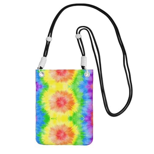 WYCZHY Handy-Tasche mit Batikdruck, Crossbody-Tasche mit Schultergurt für Handy, Reisepass, Geldbörse, Schwarz , Einheitsgröße von WYCZHY