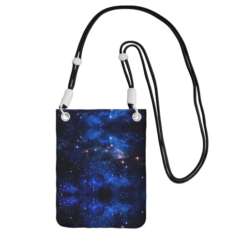 WYCZHY Handy-Tasche mit Galaxy-Nacht-Druck, mit Schultergurt, für Handy, Reisepass, Geldbörse, Schwarz , Einheitsgröße von WYCZHY
