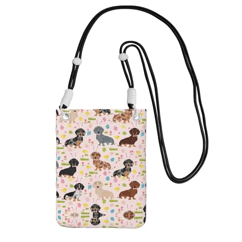 WYCZHY Handytasche mit Hunde-Blumendruck, Crossbody-Tasche mit Schultergurt für Handy, Reisepass, Geldbörse, Schwarz , Einheitsgröße von WYCZHY
