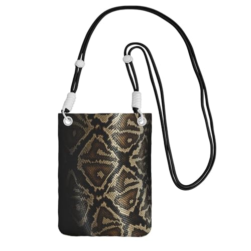 WYCZHY Handytasche mit Schlangenhaut-Druck, Umhängetasche mit Schultergurt für Handy, Reisepass, Geldbörse, Schwarz , Einheitsgröße von WYCZHY
