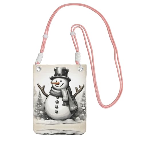 WYCZHY Handytasche mit Weihnachts-Schneemann-Druck, mit Schultergurt, für Handy, Reisepass, Geldbörse, rose, Einheitsgröße von WYCZHY