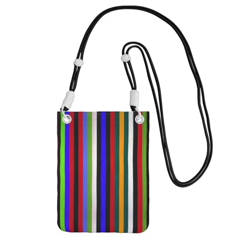 WYCZHY Handytasche mit farbigem Streifendruck, Crossbody-Tasche mit Schultergurt für Handy, Reisepass, Geldbörse, Schwarz , Einheitsgröße von WYCZHY
