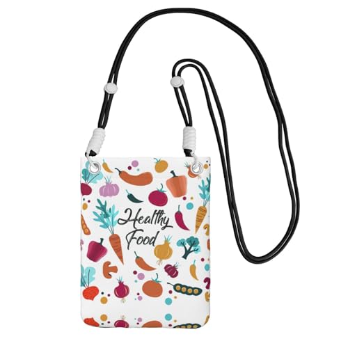 WYCZHY Handytasche mit gesundem Lebensmitteldruck, Crossbody-Tasche mit Schultergurt für Handy, Reisepass, Geldbörse, Schwarz , Einheitsgröße von WYCZHY