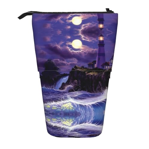 WYCZHY Moonlight Leuchtturm niedliches Stand-Federmäppchen, geräumige Stifteetui, Stifte-Tasche für Arbeit, Büro, Künstlerbedarf, Schwarz , Einheitsgröße, Taschen-Organizer WYCZHY Moonlight Leuchtturm niedliches Stand-Federmäppchen, geräumige Stifteetui, Stifte-Tasche für Arbeit, Büro, Künstlerbedarf, Schwarz , Einheitsgröße, Taschen-Organizer von WYCZHY
