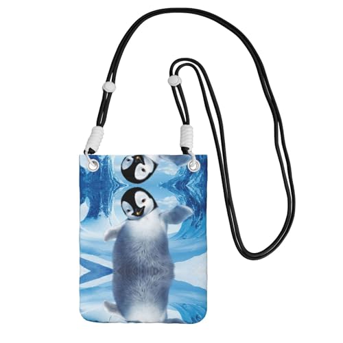 WYCZHY Niedliche Pinguine, die Bilder machen, Reise-Handytasche, Crossbody-Tasche mit Schultergurt für Handy, Reisepass, Geldbörse, Schwarz , Einheitsgröße von WYCZHY
