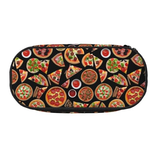WYCZHY Pizza-3D-Federmäppchen, hohe Kapazität, Federmäppchen, Organizer, Federmäppchen, ästhetisches Zubehör für Erwachsene, Schwarz , Einheitsgröße, Taschen-Organizer von WYCZHY