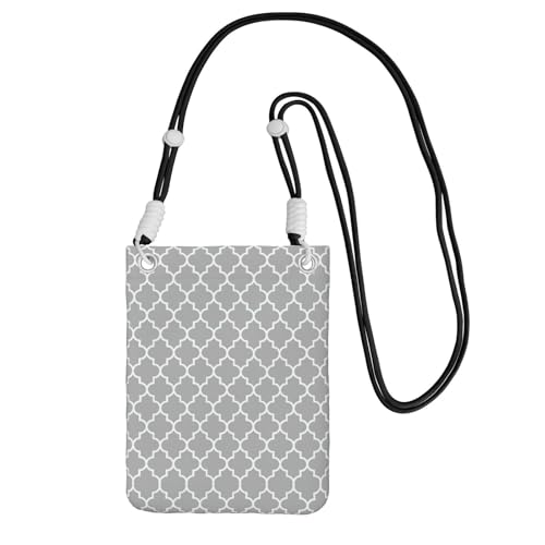 WYCZHY Quatrefoil Reise-Handytasche, Crossbody-Tasche mit Schultergurt, für Handy, Reisepass, Geldbörse, Grau, Schwarz , Einheitsgröße von WYCZHY