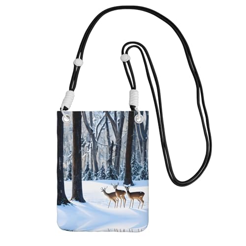 WYCZHY Reise-Handy-Tasche mit Hirschmotiv, mit Schultergurt, für Handy, Reisepass, Geldbörse, Schwarz , Einheitsgröße von WYCZHY