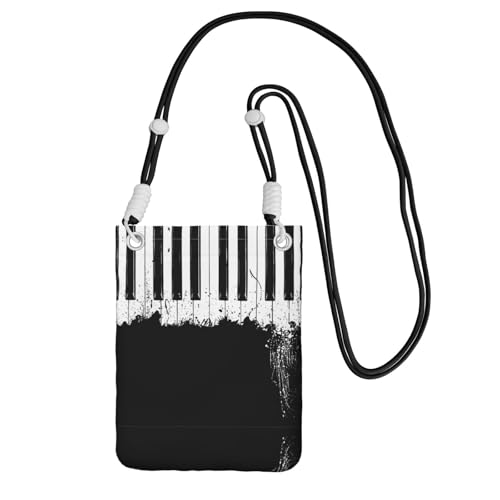 WYCZHY Reise-Handy-Tasche mit Klavierdruck, Umhängetasche mit Schultergurt für Handy, Reisepass, Geldbörse, Schwarz , Einheitsgröße von WYCZHY