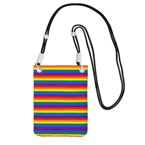 WYCZHY Reise-Handy-Tasche mit Regenbogen-Muster, Crossbody-Tasche mit Schultergurt für Handy, Reisepass, Geldbörse, Schwarz , Einheitsgröße von WYCZHY