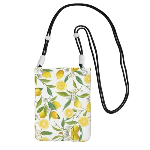 WYCZHY Reise-Handy-Tasche mit Schultergurt, Motiv: frische tropische Zitronen, für Handy, Reisepass, Geldbörse, Schwarz , Einheitsgröße von WYCZHY