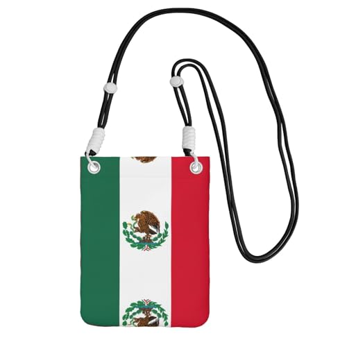 WYCZHY Reise-Handy-Tasche mit Schultergurt für Handy, Reisepass, Geldbörse mit Flagge von Mexiko, Schwarz , Einheitsgröße von WYCZHY
