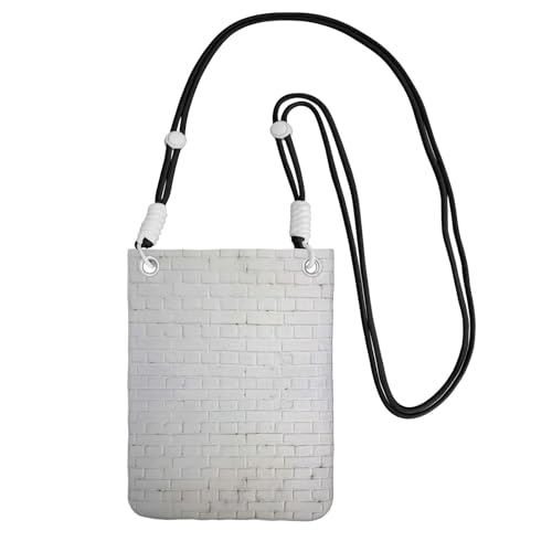 WYCZHY Reise-Handy-Tasche mit Schulterriemen für Handy, Reisepass, Brieftasche, altweiße Ziegelsteinwand-Druck, Schwarz , Einheitsgröße von WYCZHY