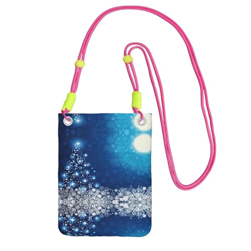 WYCZHY Reise-Handy-Tasche mit Schulterriemen für Handy, Reisepass, Brieftasche, mit Weihnachtsschneeflocken-Aufdruck, Blau, Fuchusia, Einheitsgröße von WYCZHY