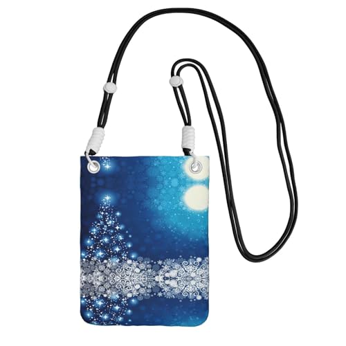 WYCZHY Reise-Handy-Tasche mit Schulterriemen für Handy, Reisepass, Brieftasche, mit Weihnachtsschneeflocken-Aufdruck, Blau, Schwarz , Einheitsgröße von WYCZHY